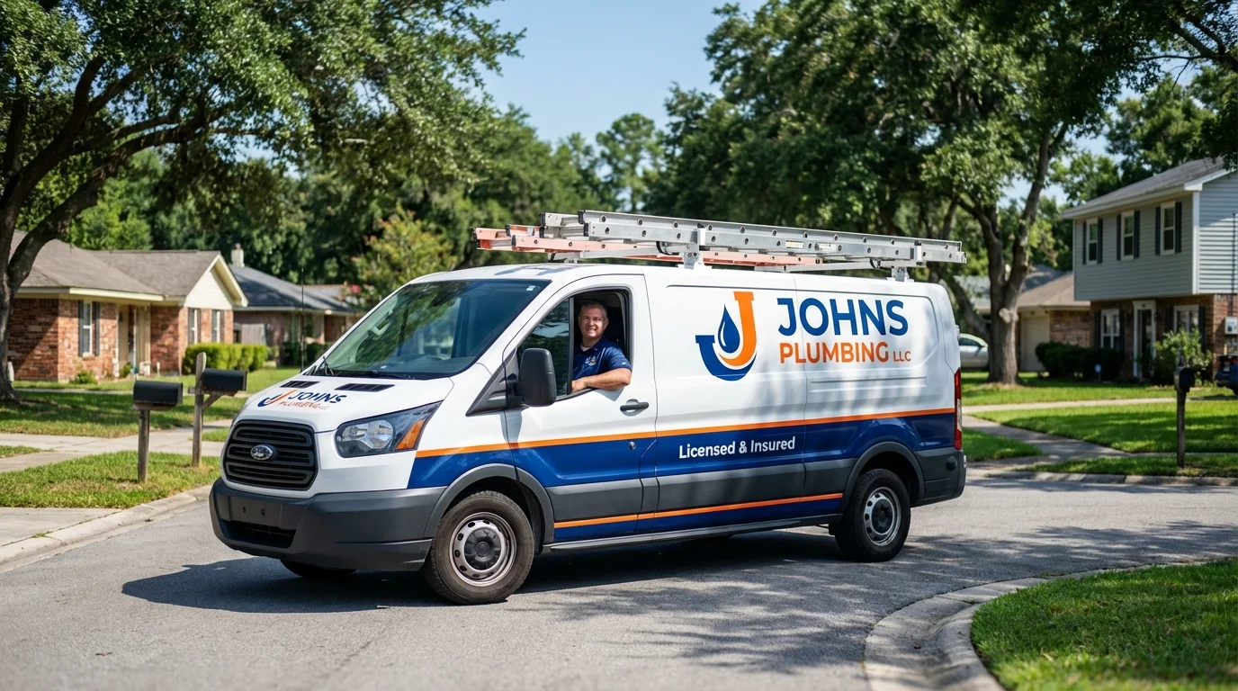 Johns Plumbing LLC service van in Barneveld, WI