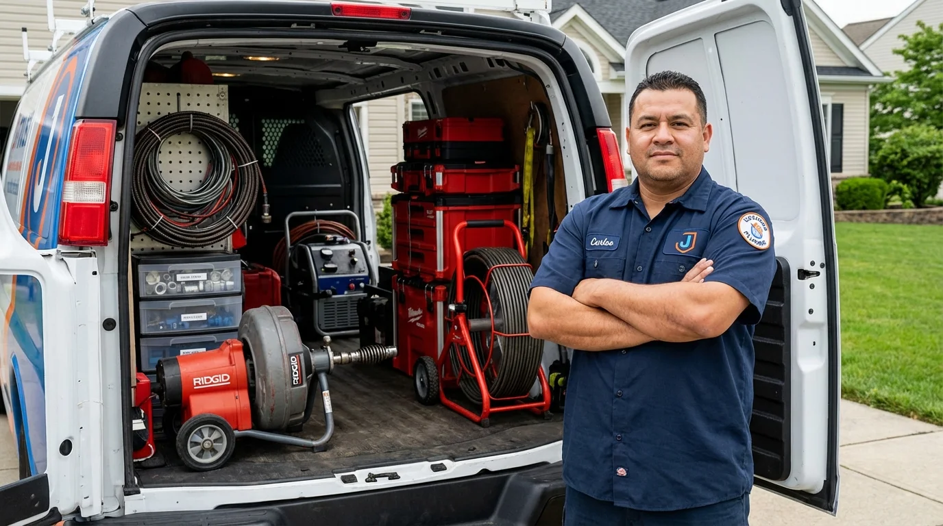 Professional drain cleaning equipment and Johns Plumbing LLC plumber in Barneveld