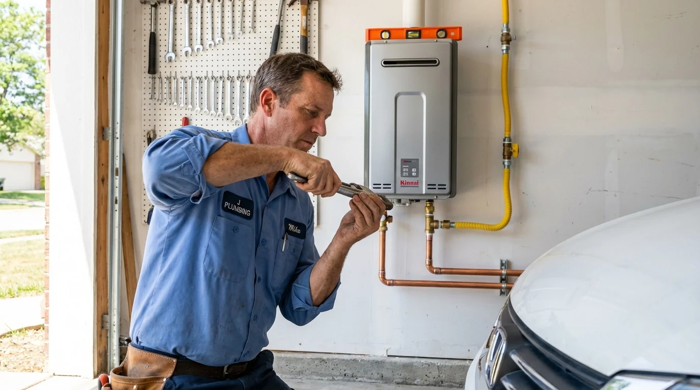 Tankless water heater installation by a Johns Plumbing LLC plumber in Barneveld